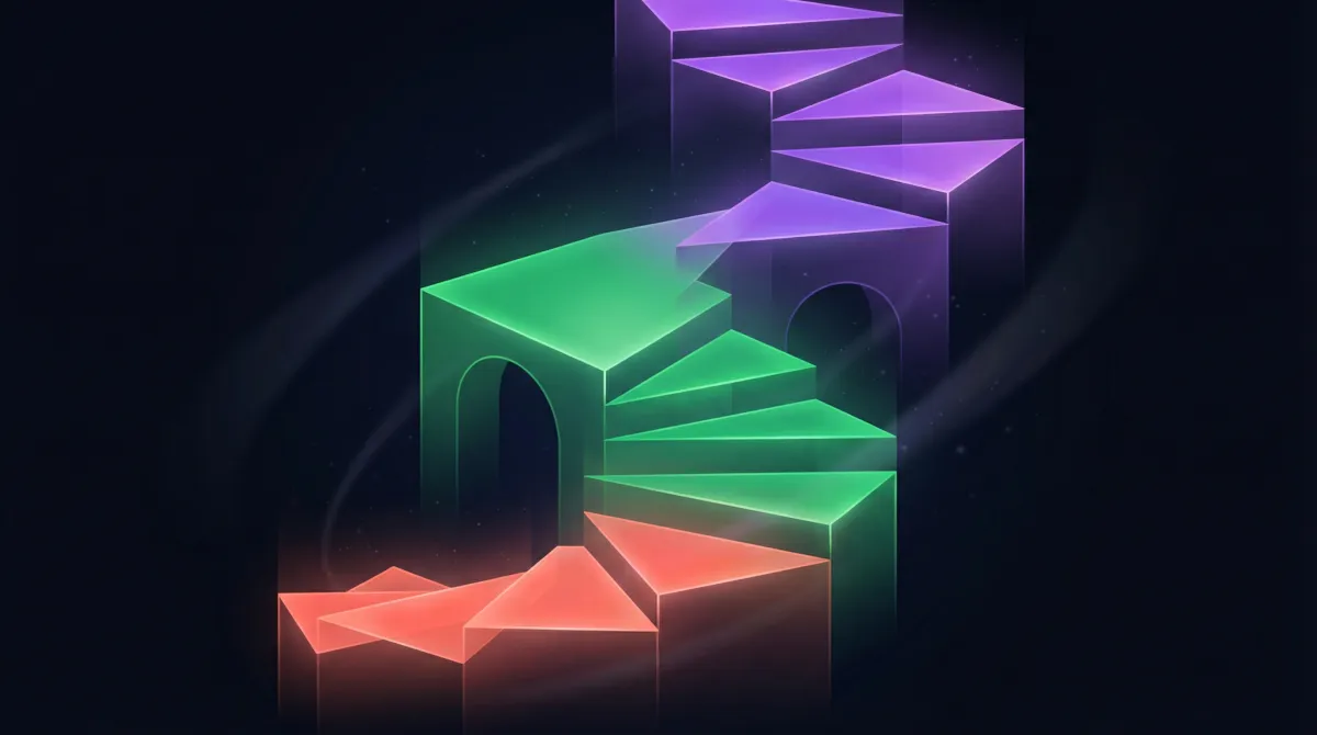 Abstract editorial illustration of brand signals radiating across interconnected AI search platforms